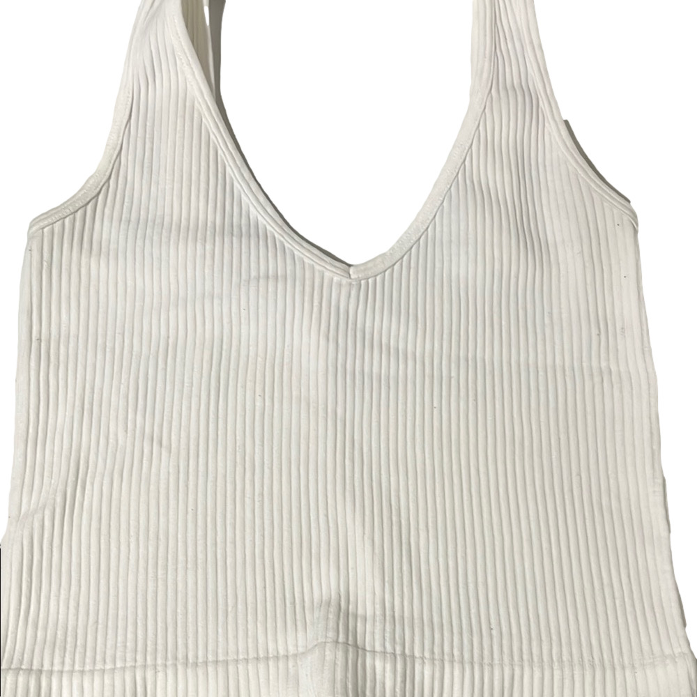 Aura Ribbed V Neck Tank Top Womens Small Sleeveless Stretchy Soft Lounging Layer